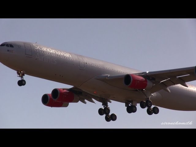 Scandinavian Airlines Airbus Four Engines Jet A340-300 landing