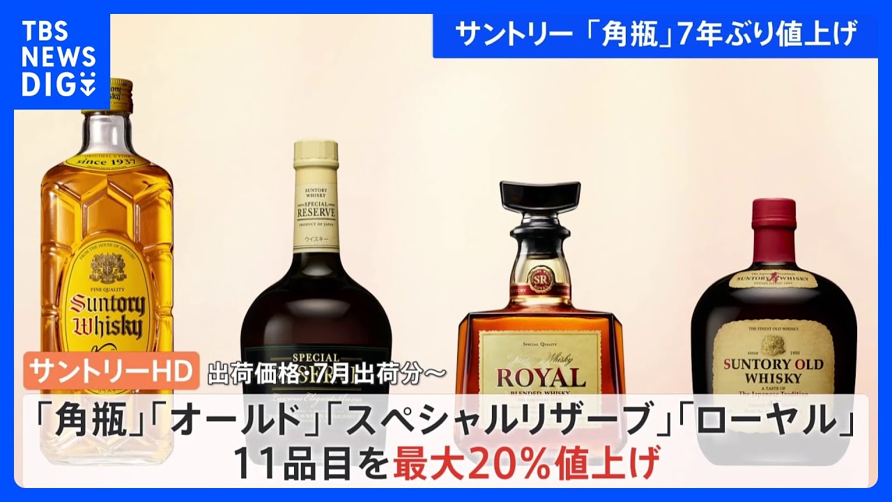 サントリー「角瓶」7年ぶり値上げ 7月から 出荷価格を16%から20