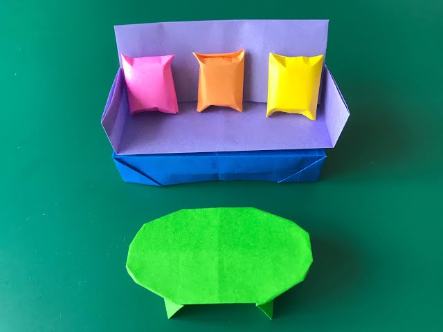 78 【折り紙】三人掛けソファ Origami Three-seat sofa - YouTube