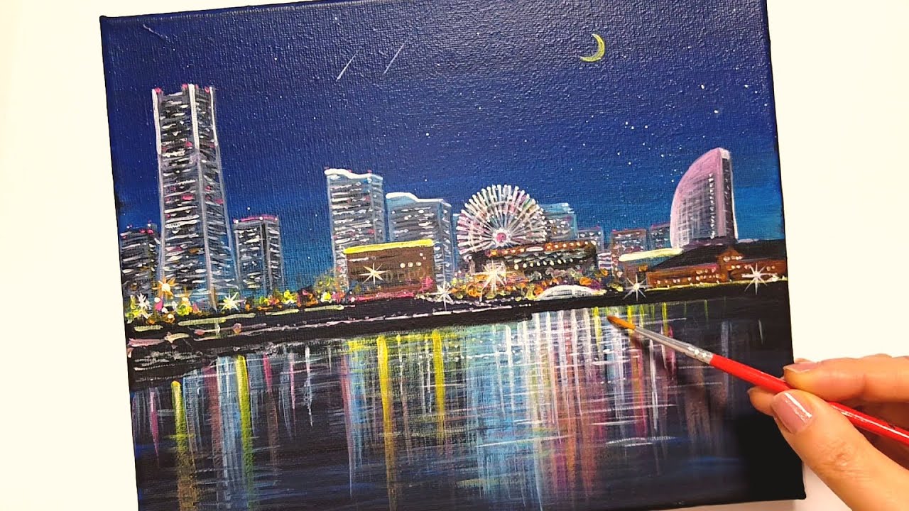 アクリルアート アートパネル 絵画 アクリル絵の具 工場夜景
