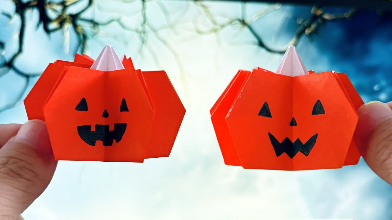 Haloween Origami]-How to make pumpkin🎃-摺紙萬聖節南瓜 | 立体