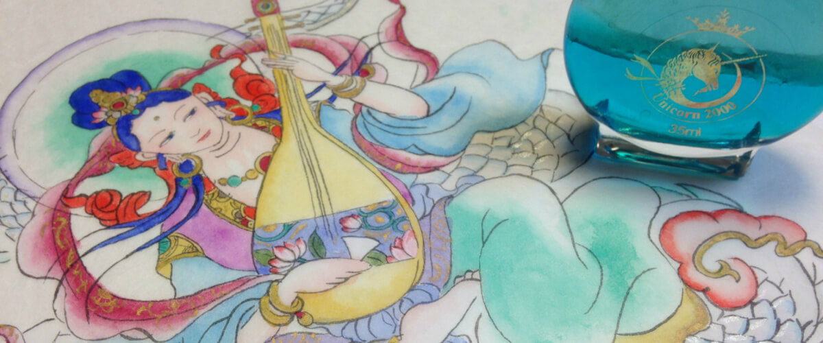 サラスヴァティ 弁財天： タンカ 仏画（額縁なし） サラスヴァティ