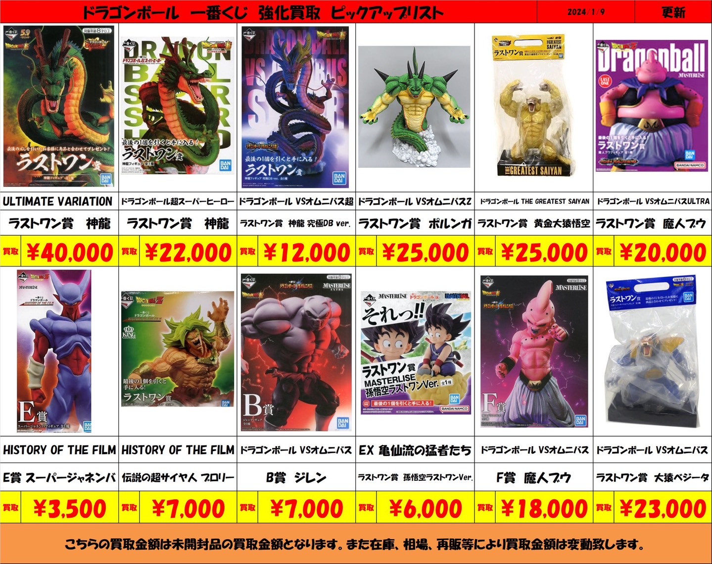 酒々井店】◇◇《ワンピース》《ドラゴンボール》一番くじ買取強化中の