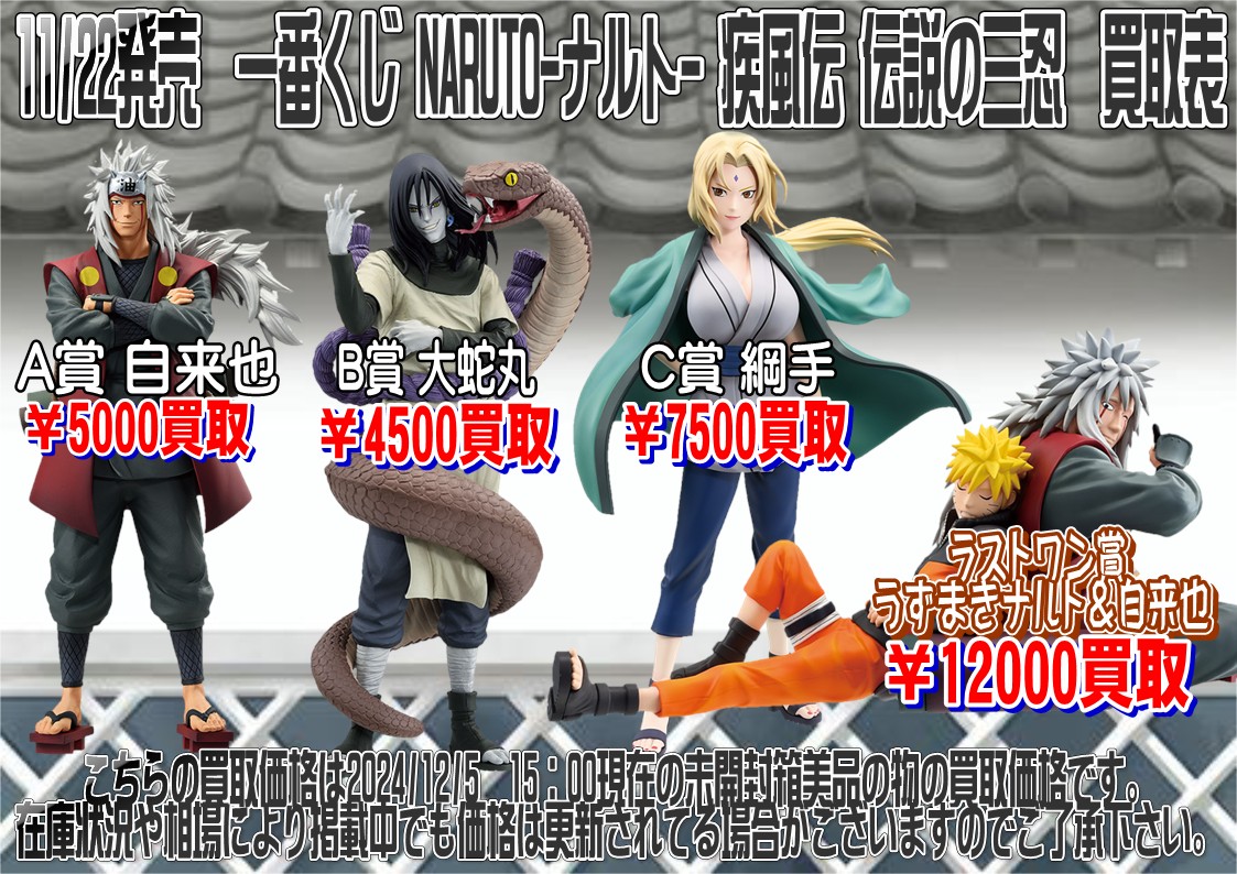 1番くじ ナルト 伝説の三忍 A賞 B賞 C賞 セット 自来也 大蛇丸 綱手