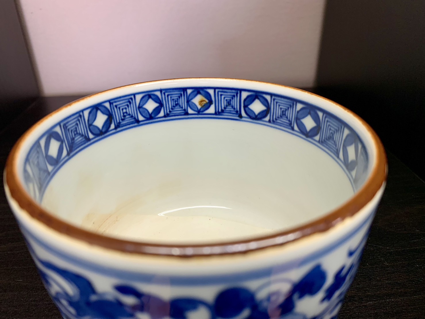 伊万里焼五良太甫呉祥瑞造染付棯文菓子鉢碌々斎極め箱VR7756C