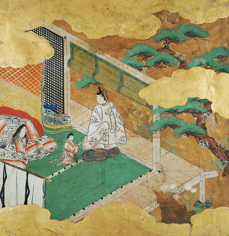 源氏色紙絵 肉筆 金箔 土佐派 江戸初期