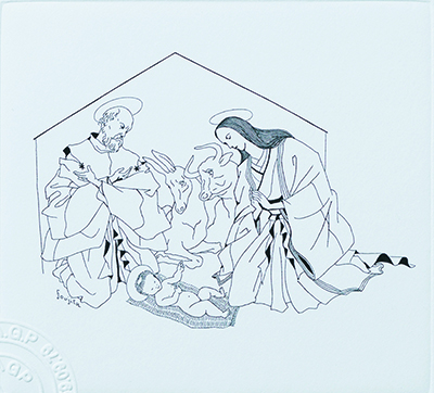 キリスト生誕」と「東方三博士の礼拝」 | フジタの未発表銅版画 | 河村