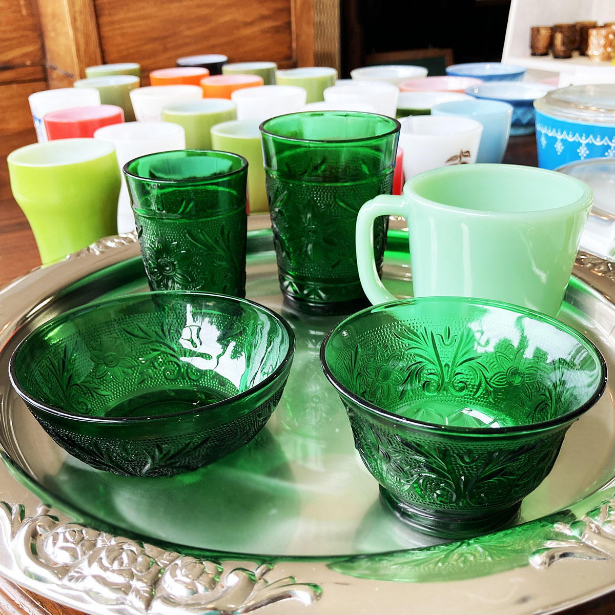 1930年代 アンカーホッキング カメオグリーン ウランガラス 1930年代