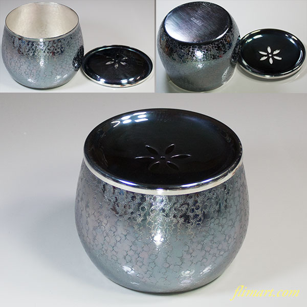 煎茶道具 黄銅 落葉壷 茶こぼし 建水 在銘 共箱 V R8904 煎茶道具 黄銅