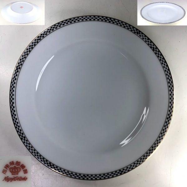 ◇美品 昭和初期◇名古屋製陶 名陶硬質陶器 リンゴ果物絵 金属編み