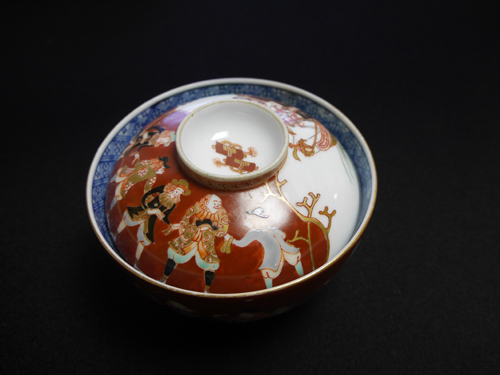 古伊万里金襴手波千鳥に幾何学紋の図熨斗型変形皿2枚E603AS-fbsj