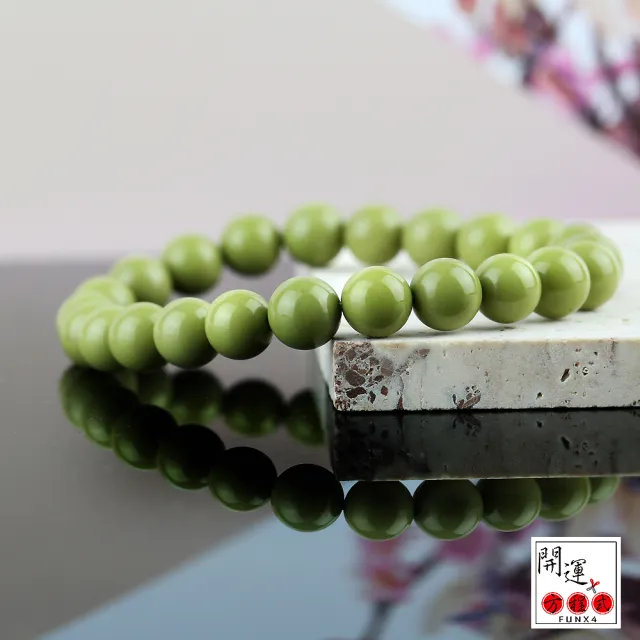 開運方程式】阿拉善抹茶綠玉石瑪瑙手珠8mm(蘊藏著豐富的天然之氣水晶