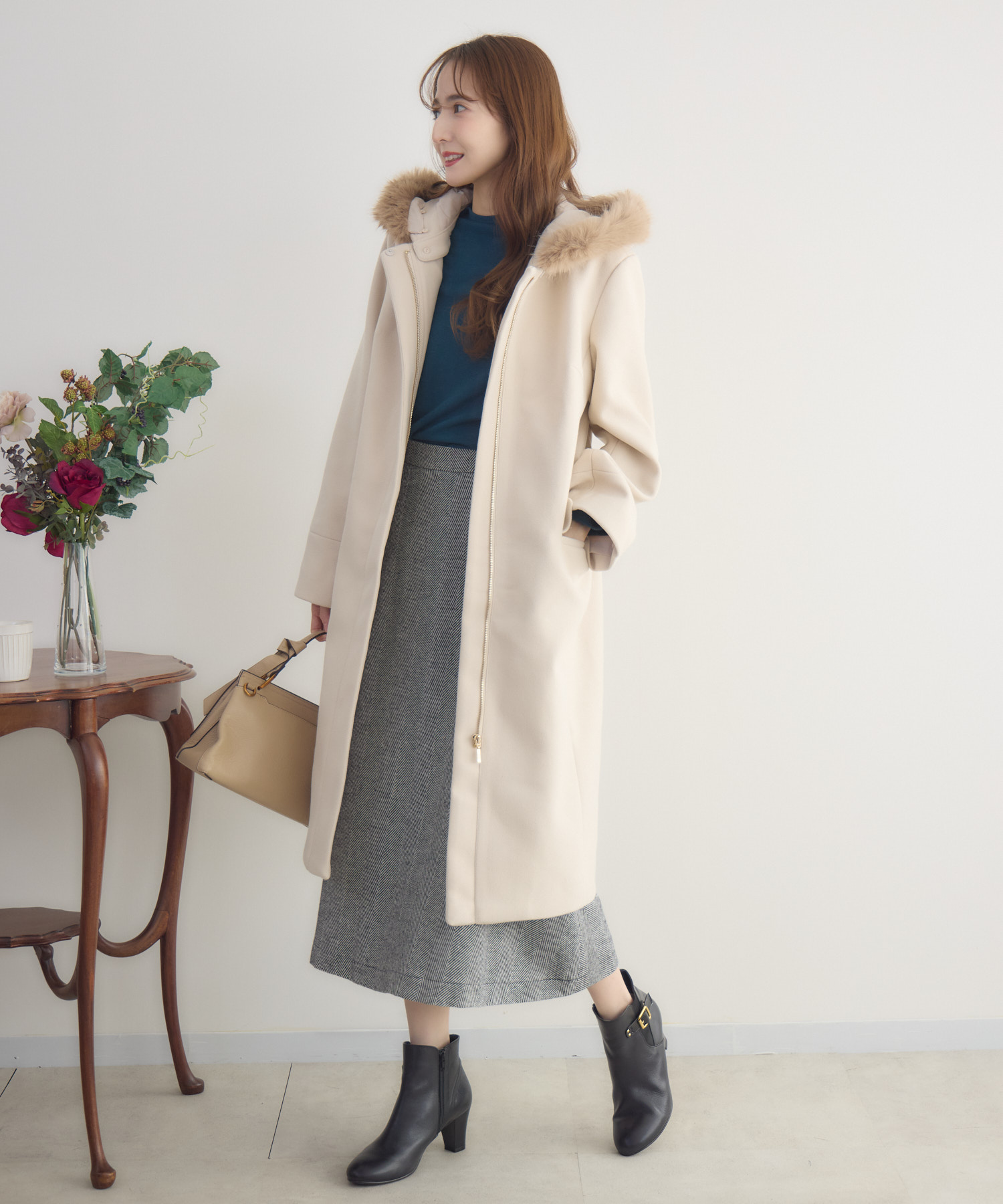 取り外し可エコファー付き3WAYフードロングコート | IKG crossing