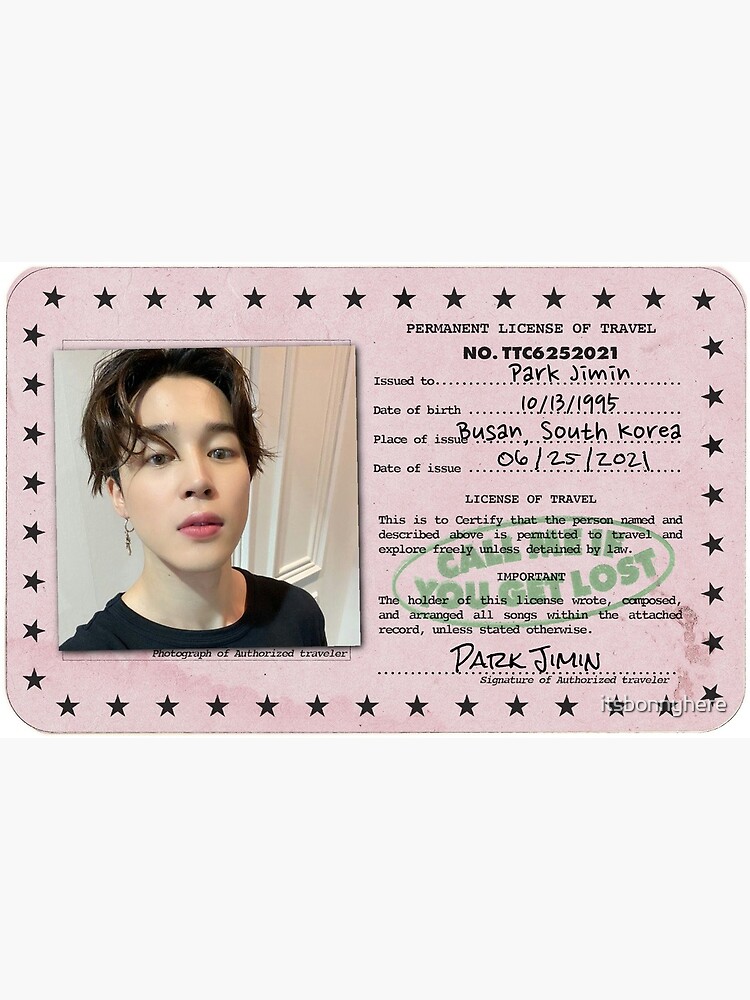 bts jimin id card 