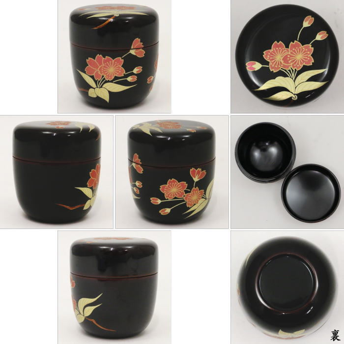 茶器/茶道具 なつめ（お薄器）】 中棗 溜塗り 桜蒔絵 宮田宗景作 – 今
