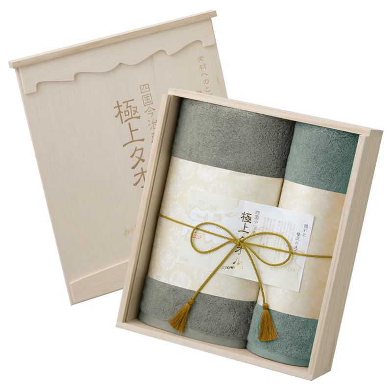 今治謹製 極上タオル premium 木箱入り バスタオル1枚・フェイス