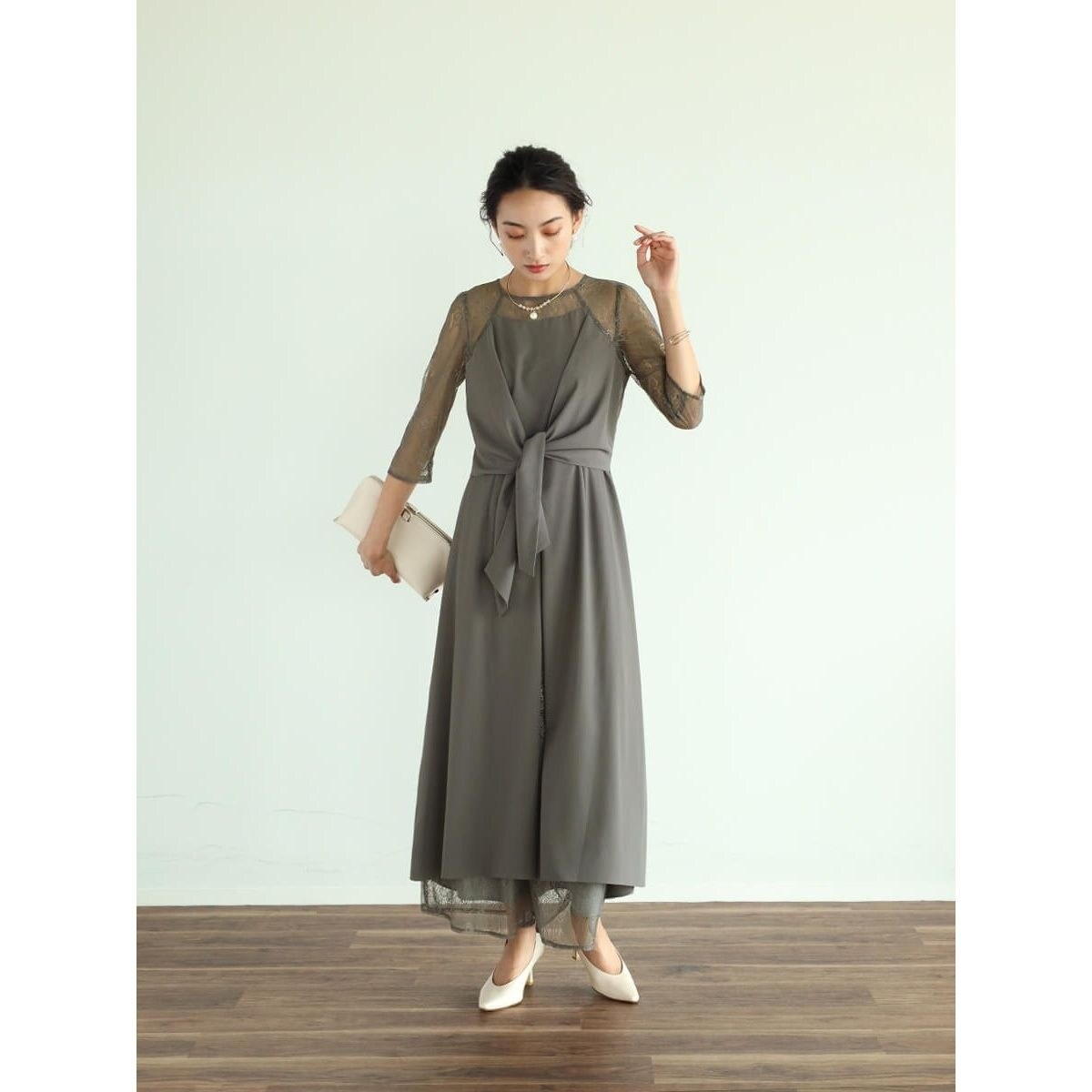 Rire Fete ノットデザインレースパンツスーツ