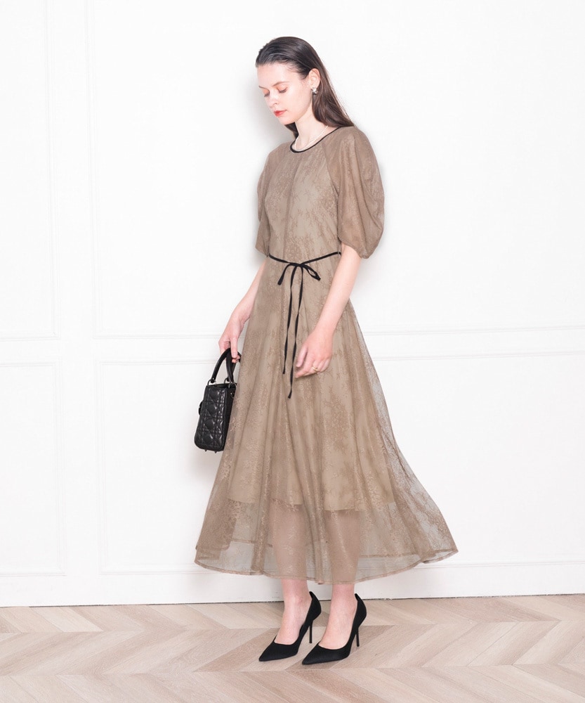 2WAYフロントリボンビスチェチュールベロアIラインドレス | レジャ