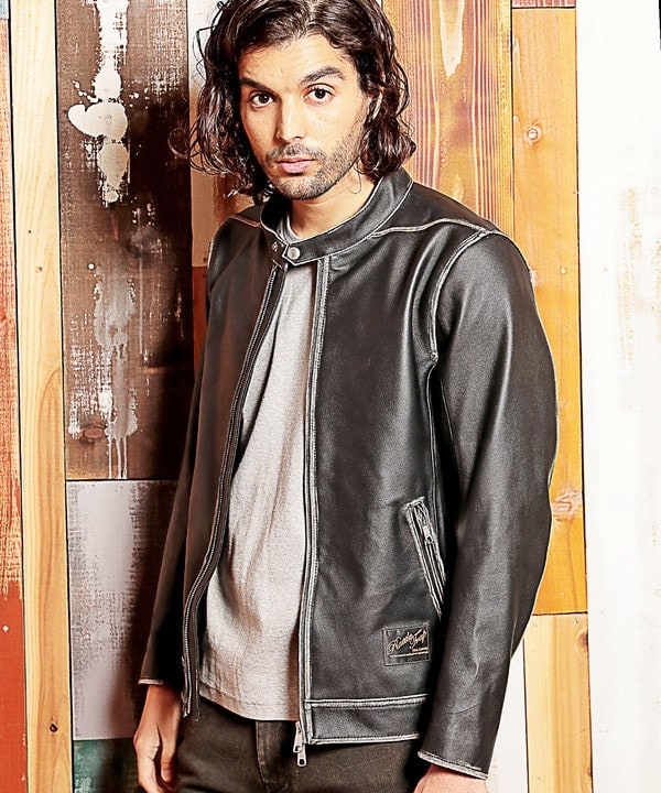 ラウンジリザードCOWHIDE顔料仕上げ シングルライダースレザージャケット