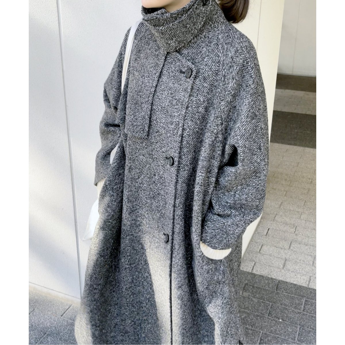 Wスライバーヘリンボーンボリュームコート | スピック＆スパン(Spick