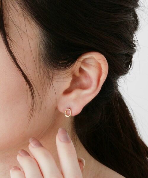 K18ドロップ オーバル スタッドピアス （ピアス・イヤリング