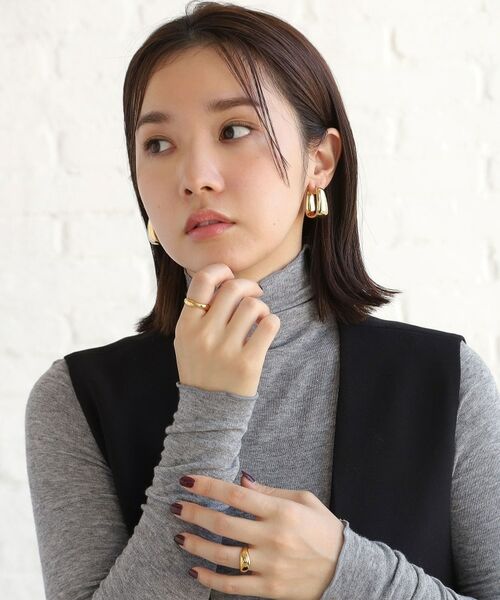 シルバー ホロウフープピアス トラペーズ GP （ピアス・イヤリング