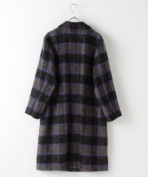 セール】 モヘアシャギーチェックステンカラーコート （その他アウター