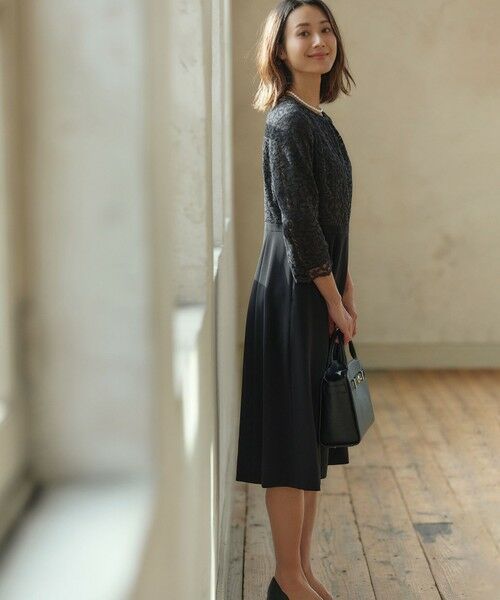 セール】 【洗える】トリアセダブルジョーゼット フレア ワンピース