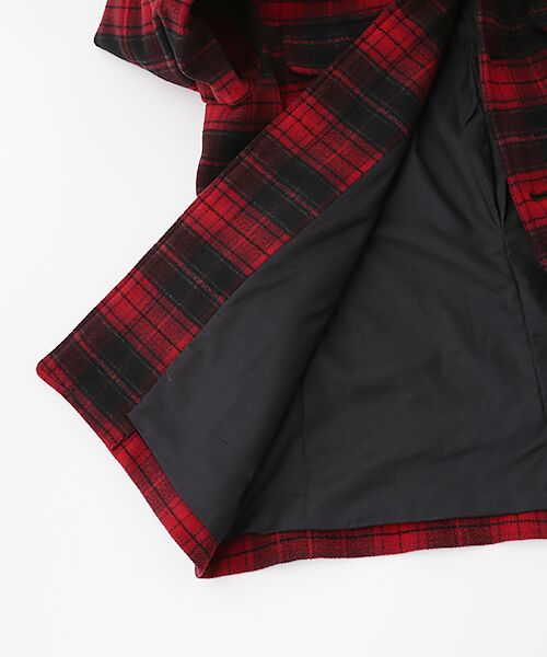 セール】 メルトンチェックベロア風仕上げ ステンカラーブルゾン