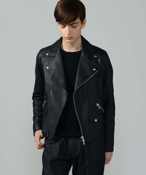 セール】 【別注】DENIM×TOMORROWLAND ラムレザー ダブルライダース