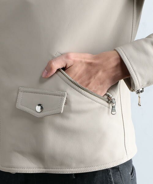 セール】 DENIM×TOMORROWLAND ラムレザー ダブルライダースジャケット