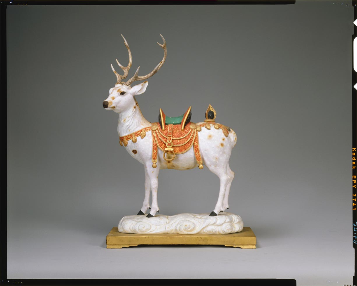 時代 堤物 根付 置物 鹿角 麒麟 全長10.5cm 神獣 彫刻【CM257】 時代