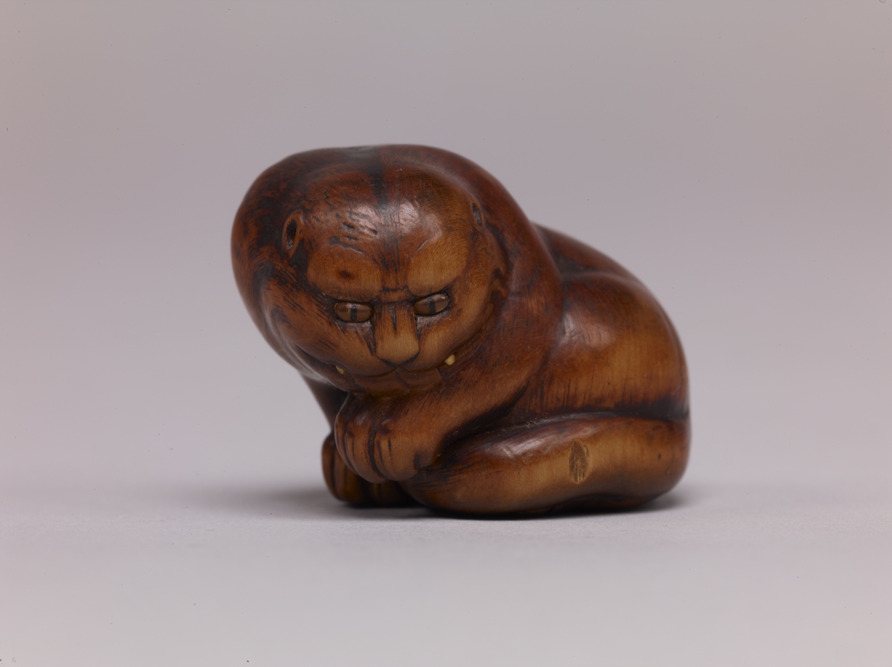 根付(netsuke)】 木製トラの根付 正直作 江戸時代 根付(netsuke