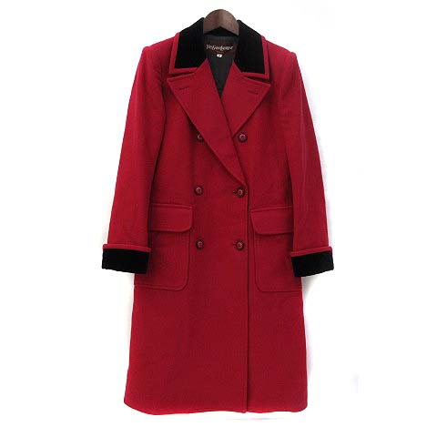 イヴサンローラン YVES SAINT LAURENT チェスター コート M 赤 レッド