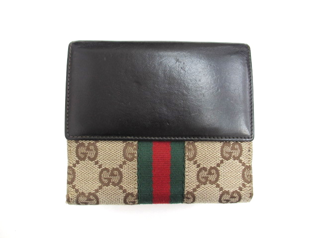 グッチ GUCCI シェリー Wホック財布 ブラウン系 05474 キャンバス