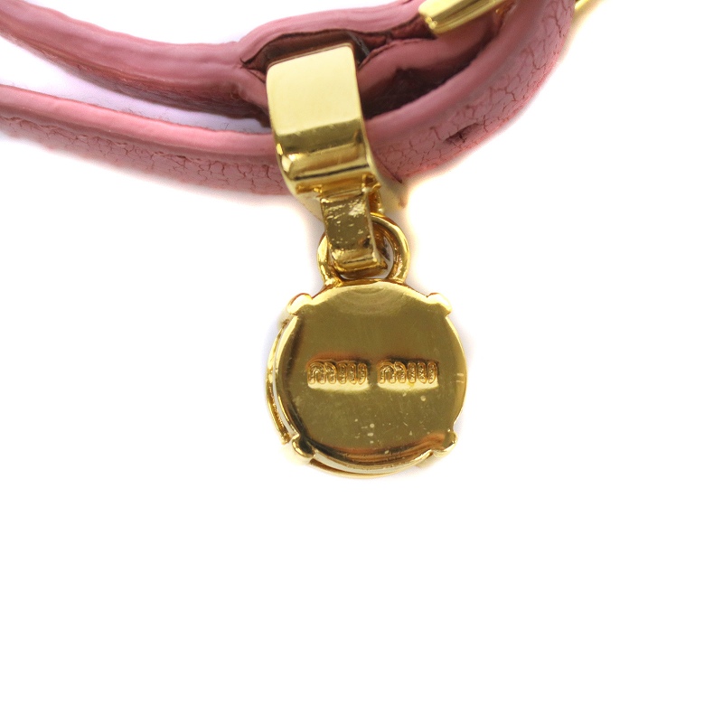 ミュウミュウ miumiu マドラスレザーブレスレット ビジュー クリスタル