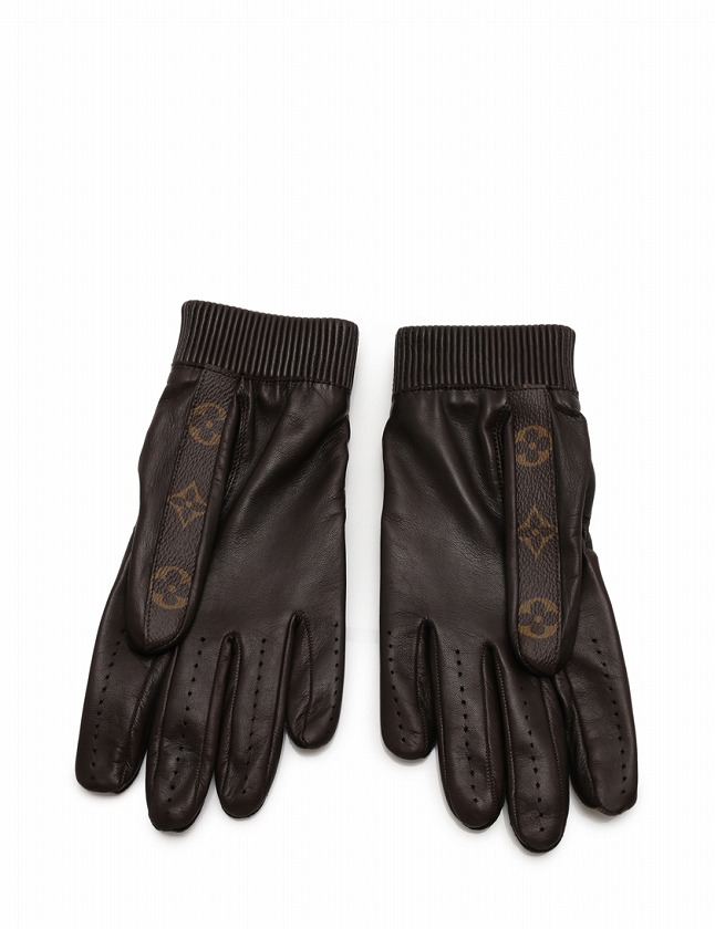 ルイヴィトン LOUIS VUITTON グローブ 手袋 モノグラム 茶色 Supreme