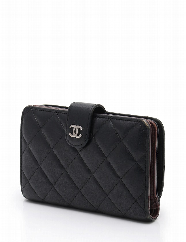 ❤️CHANEL 二つ折り財布 ブラック レザー 【公式通販】