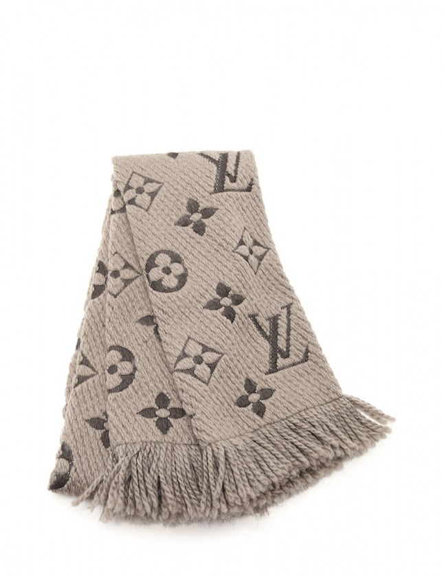 ルイヴィトン LOUIS VUITTON マフラー エシャルプ ロゴマニア グレー