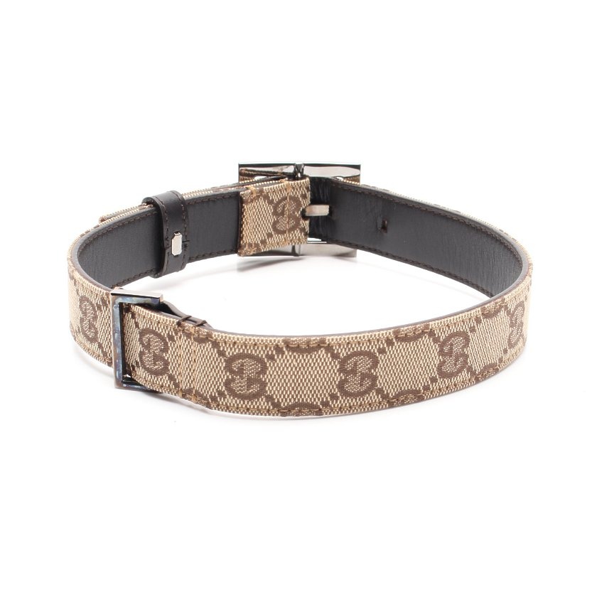 グッチ GUCCI 犬用首輪&リードセット GGキャンバス ベージュ ダーク