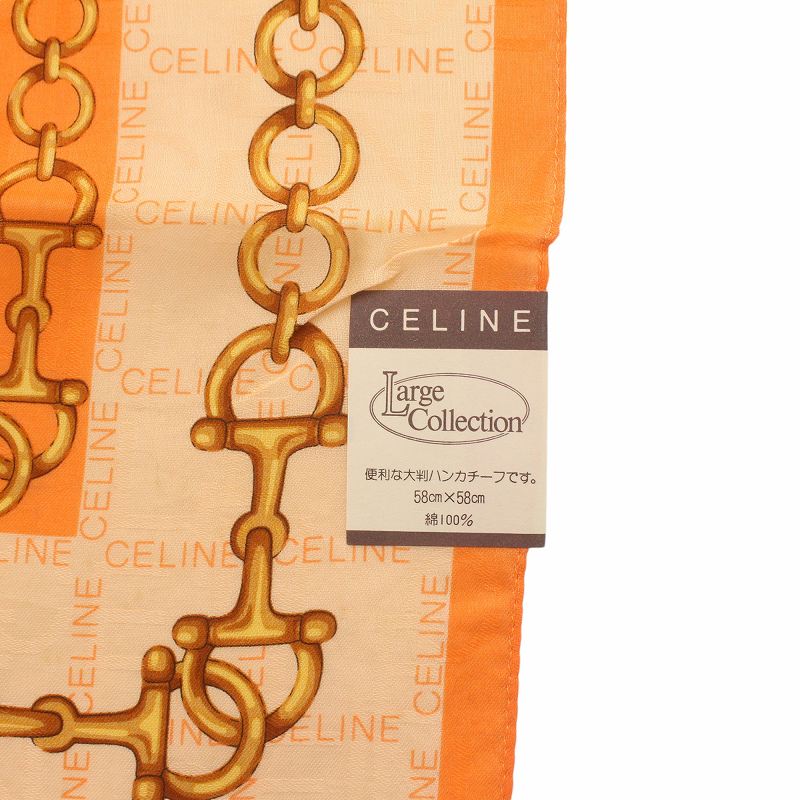 定番，品質保証】 CELINE セリーヌ ハンカチ 大判 ロゴ 58×58 ライト