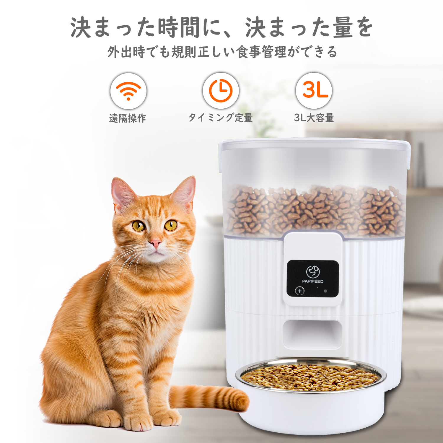 ヤマダモール | ペット用自動給餌器 猫 中小型犬用 タイマー機能 3L