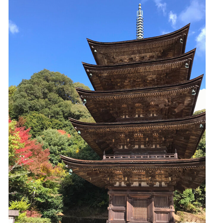 国宝 瑠璃光寺五重塔 イタリア産大理石ポルトロ 高さ約92cm 重さ約25kg