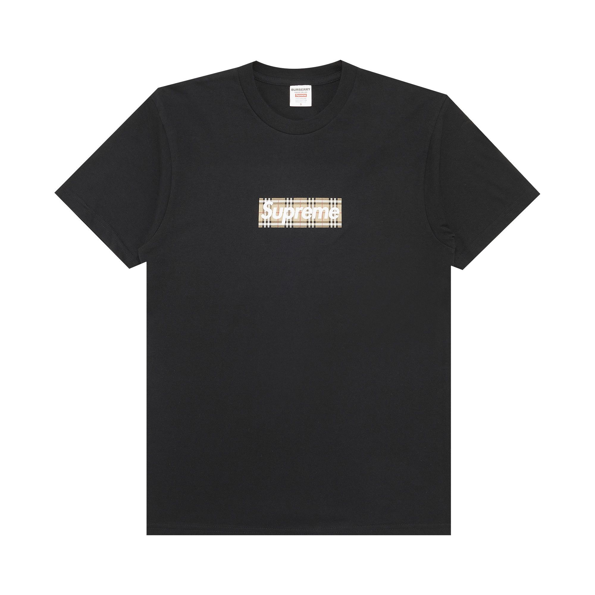 Buy Supreme x Burberry Box Logo Tee 'Black' - SS22T1 BLACK | GOAT