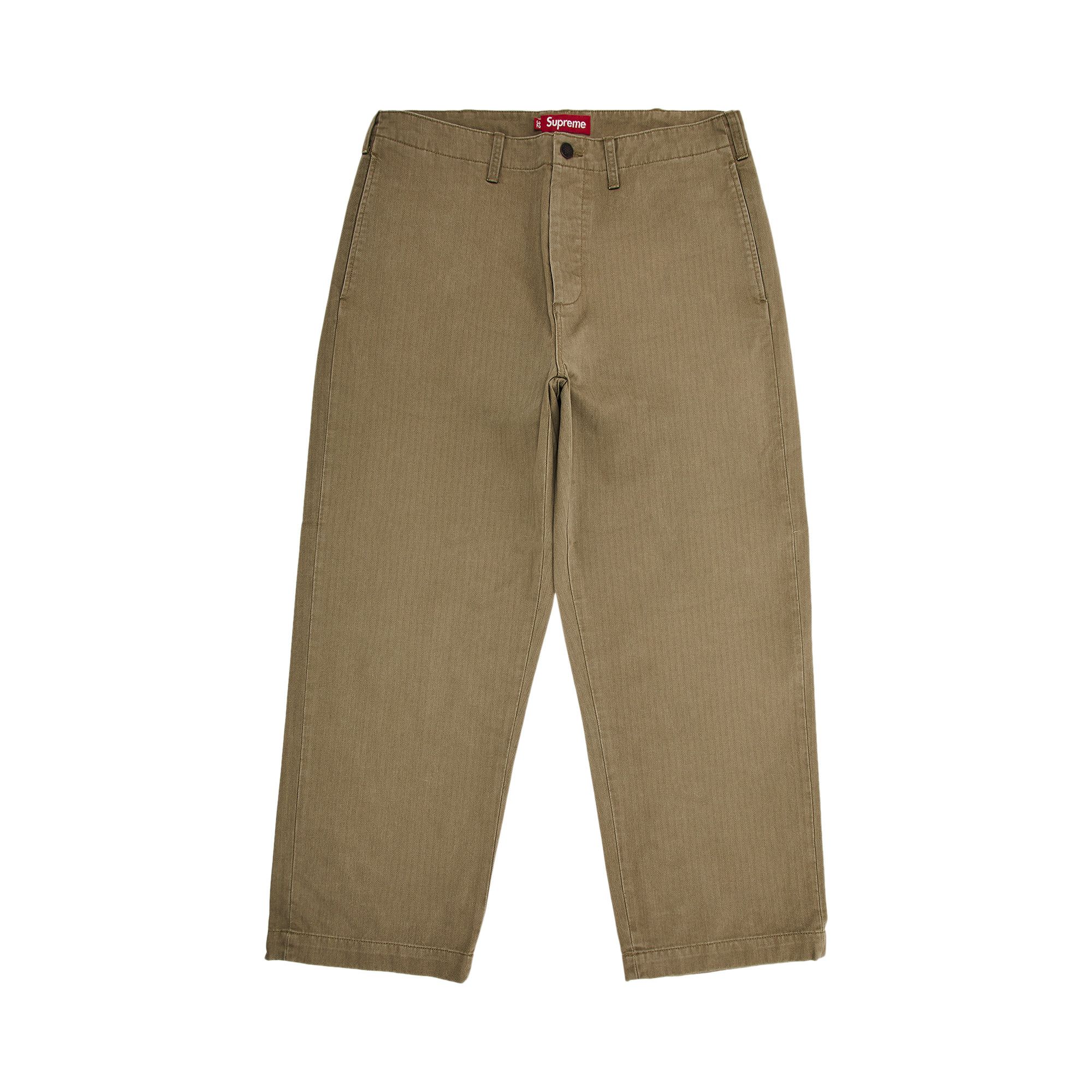 Buy Supreme Washed Herringbone Chino Pant 'Olive' - FW24P25 OLIVE