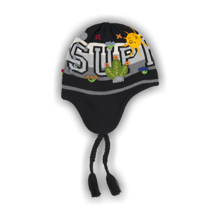 Buy Supreme Felt Appliqué Earflap Beanie 'Black' - FW25BN36 BLACK