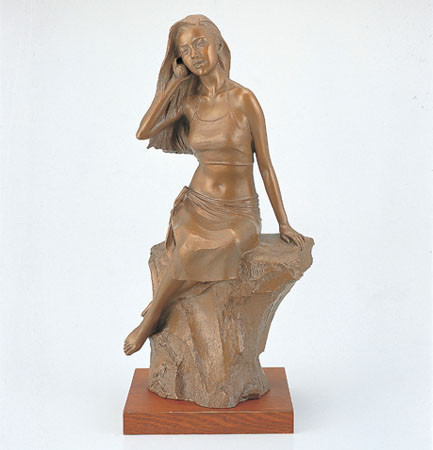 高岡作家 大道寺光弘 作 『フレンズ』 ブロンズ 少女と犬置物 重約4000