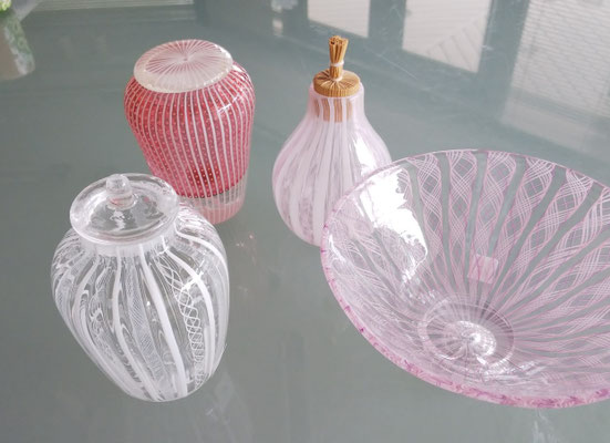 ☆藤原奈津江作☆高度な技術☆レースガラスフュージング長皿（2