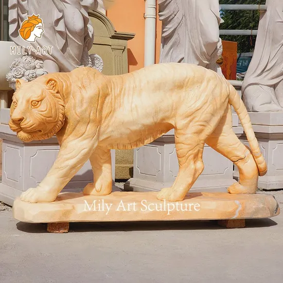 動物園公園屋外リアルな手彫りの天然石のトラの像 - 中国 大理石の虎像