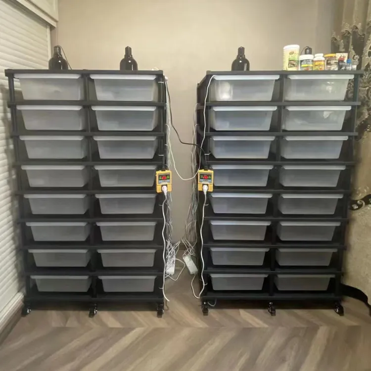 爬虫類用ヘビラック、ヘビ繁殖ラック、プラスチック製PPタブ、金属製